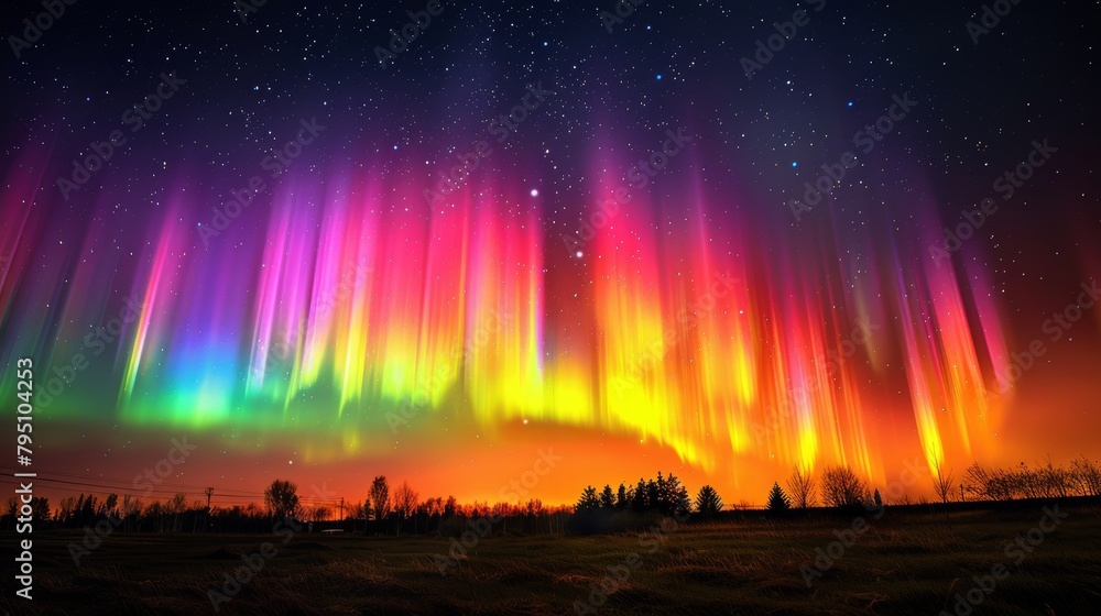 Night Sky: A photo of the aurora borealis, or northern lights, dancing across the night sky