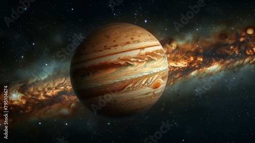 Planet: A 3D rendering of Jupiter, showcasing its massive size and iconic Great Red Spot.