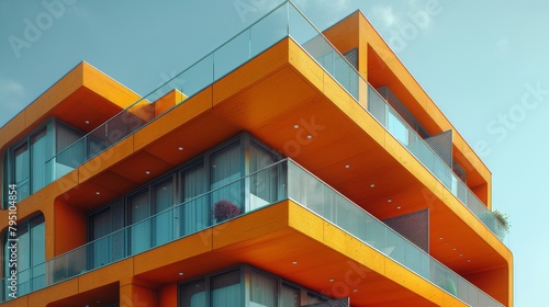 Tall Orange Building With Balconies