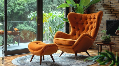 Yellow Chair Beside Potted Plant