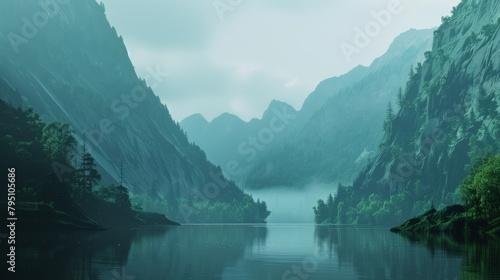 Calm and tranquil atmosphere captured in a peaceful mountain range