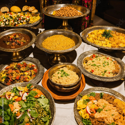 A close-up of a North African buffet table photo