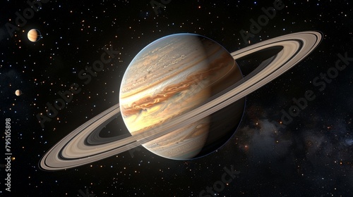 Solar System: A photo of Saturn, known for its distinctive rings