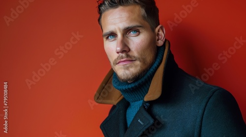 Man in Coat and Blue Scarf