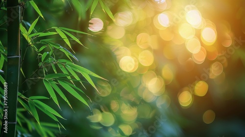 Close Up of Bamboo Plant With Blurry Lights