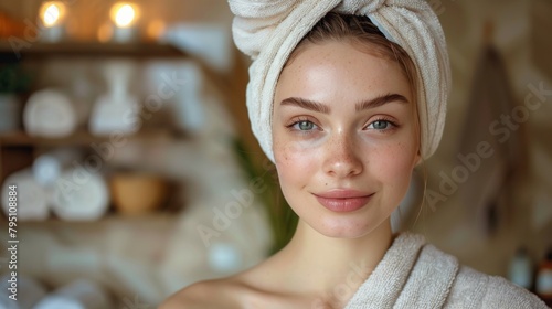 Woman Drying Hair With Towel