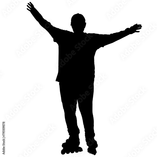 Silhouette of a person with arms outstretched photo