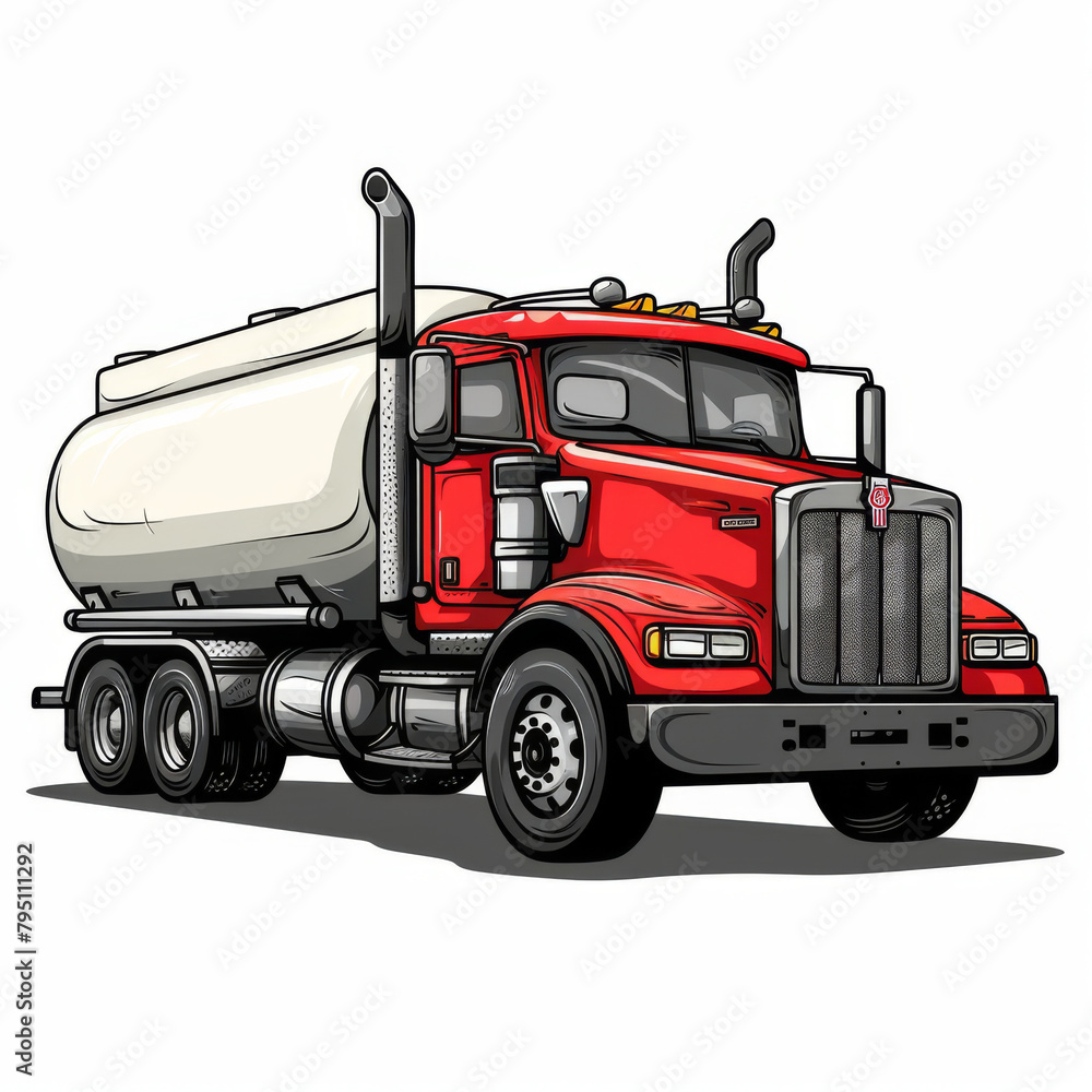Vector illustration of a red tanker truck, ideal for representing fuel transport, logistics, and heavy-duty vehicles in a design. Vector illustration of a red tanker truck, ideal for representing fuel transport, logistics, and heavy-duty vehicles in a design.
