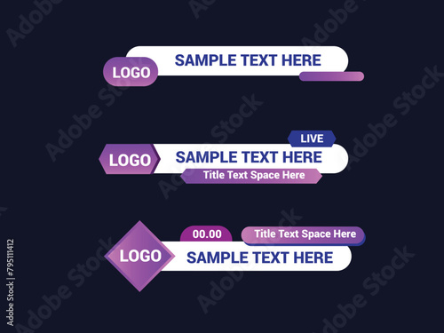 Modern lower third design template. Set of TV banners and bars for news and broadcasting.