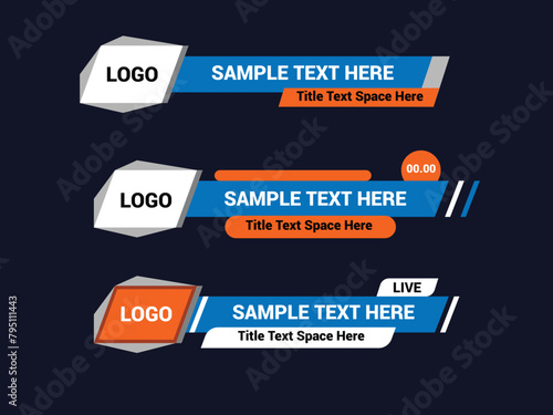 Modern lower third design template. Set of TV banners and bars for news and broadcasting.