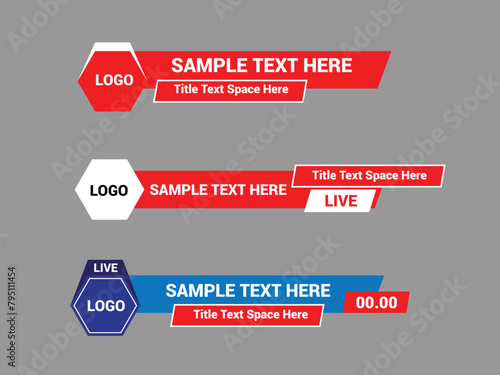 Modern lower third design template. Set of TV banners and bars for news and broadcasting.