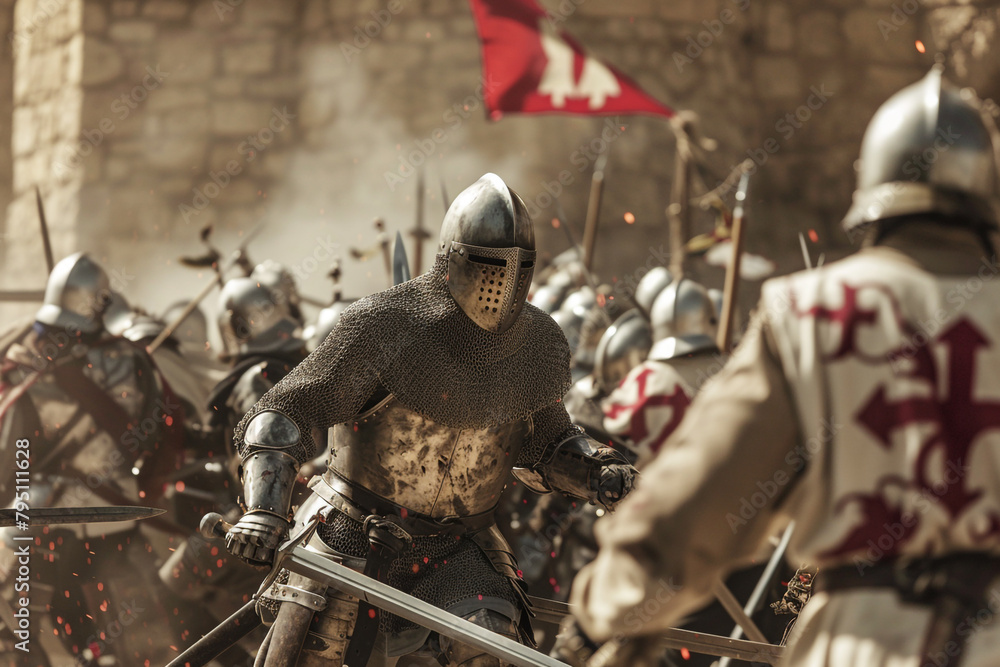 historic battle scene from the medieval era historic battle scene from the medieval era