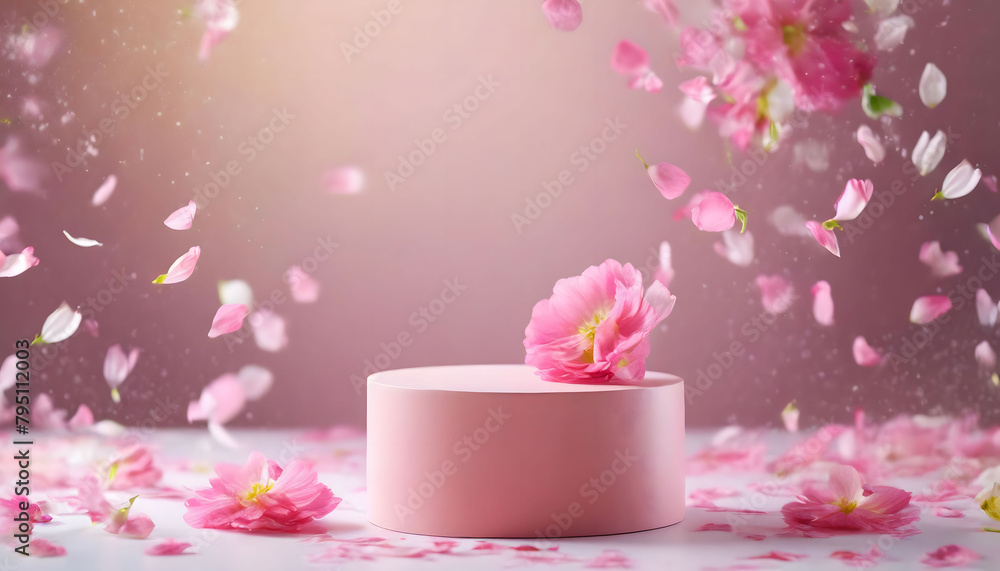 Pink Vase on White Table. Generative AI