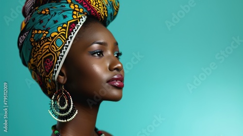 Beautiful amazing Lesotho woman on studio background. Copy Space photo