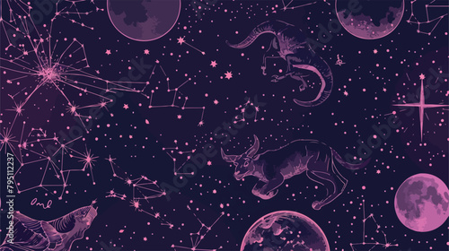 Zodiac constellation pattern on a trendy mystical pur photo