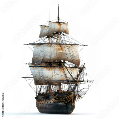 HMS Victory on white background realistic