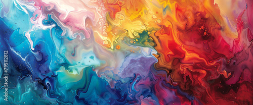 A symphony of liquid hues cascades and swirls, painting a breathtaking panorama of vibrant abstraction.