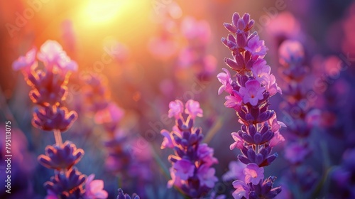 Lavender Field With Sun Shining