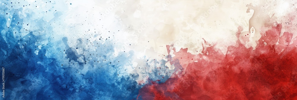 Background Red White Blue. July 4th Patriotic Watercolor Texture Design