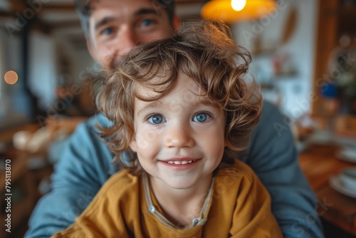 Intimate close-up of a young boy with focus on the texture and color of his mustard sweater, with face deeply obscured