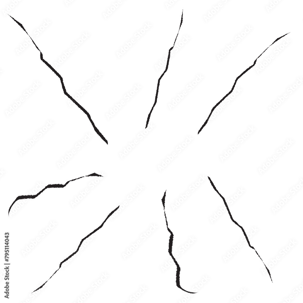 Surface cracked ground. Sketch crack texture. Vector illustration isolated on black and white surface background Surface cracked ground. Sketch crack texture. Vector illustration isolated on black and white surface background