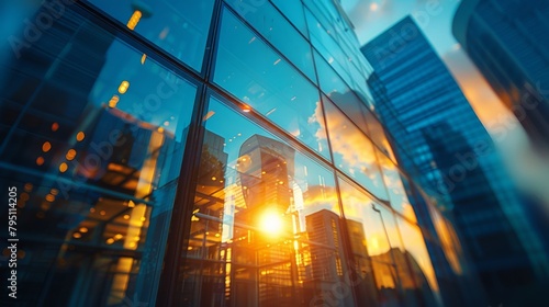 A Window View of a City at Sunset