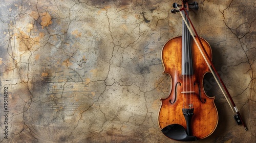 Violin and Violin Stick Hanging on Wall