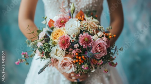 Woman Holding a Bouquet of Flowers