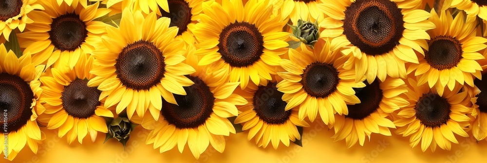 Vibrant close up of sunflowers in full bloom, showcasing stunning intricate details Vibrant close up of sunflowers in full bloom, showcasing stunning intricate details