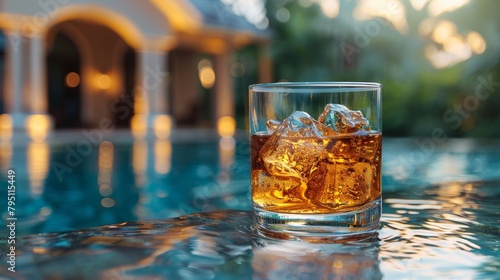 Glass of Ice by Swimming Pool