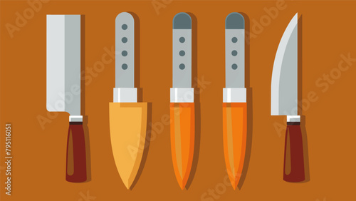 A set of topoftheline cooking knives featuring comfortable handles and sharp blades for effortless slicing and dicing..