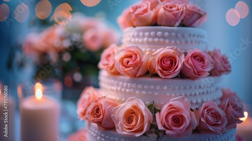 Wedding Cake Adorned With Pink and Orange Flowers