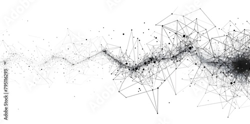 Abstract connection lines and dots on a white background, this could be a technology banner or wallpaper vector illustration design for a business concept of a global network or data transfer, interne