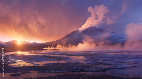 Sol de Manana geysers and fumaroles in Altiplano Boliv