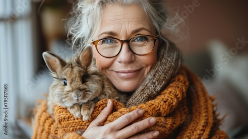 Older Woman in Pink Sweater Wearing Glasses