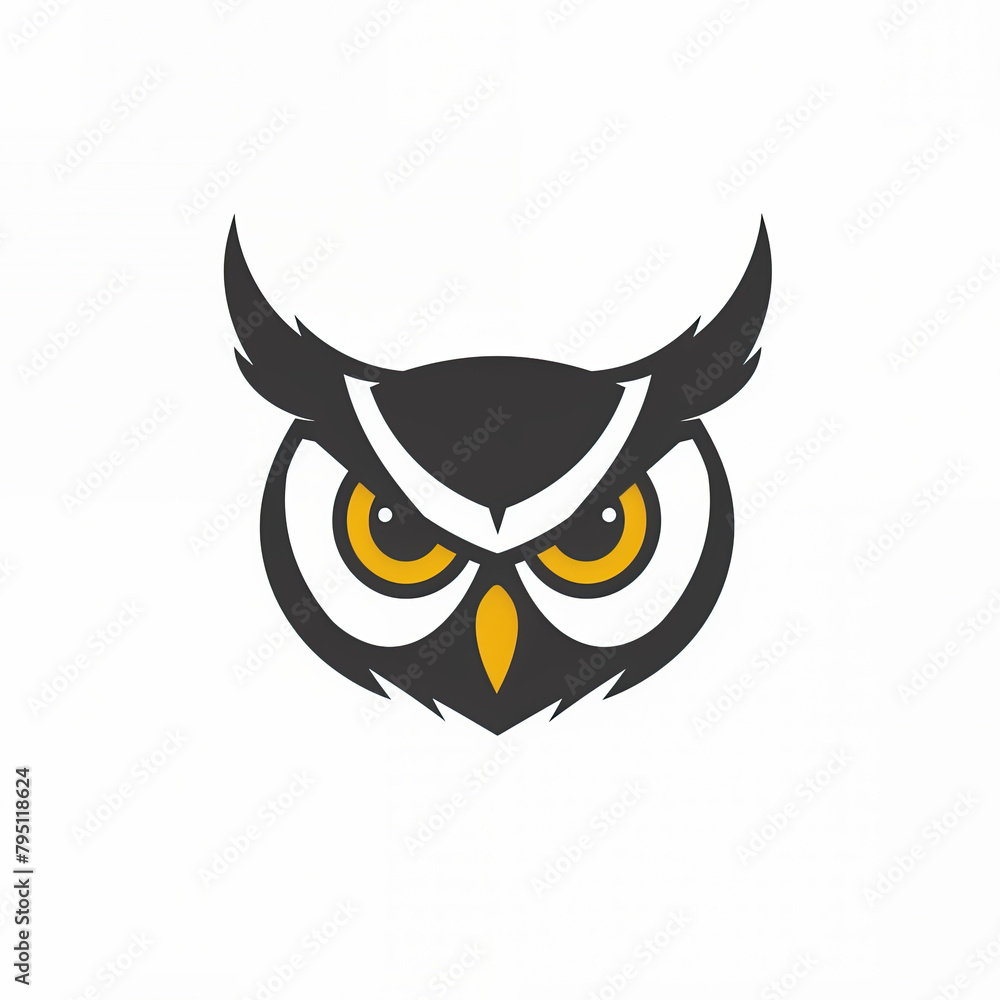 Owl logo design, using simple shapes and lines