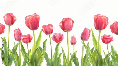 Spring tulips flowers isolated on white background 