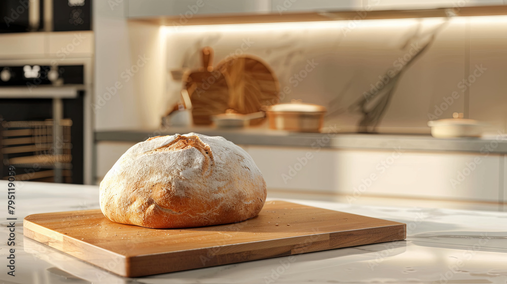 A loaf of warm, just-out-of-the-oven bread placed invitingly on the kitchen table
A loaf of warm, just-out-of-the-oven bread placed invitingly on the kitchen table