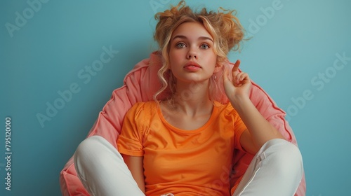 Woman Sitting on a Bean Bag Chair