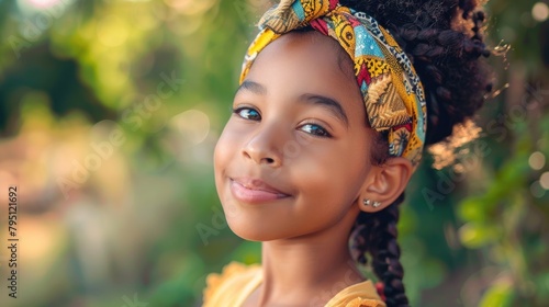 Black Young Girl. Close-up Portrait of a Cheerful Beautiful African American Girl with Braided Hair