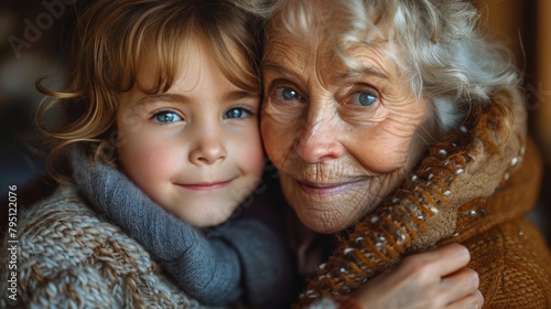 Older Woman and Young Girl Posing for Picture
