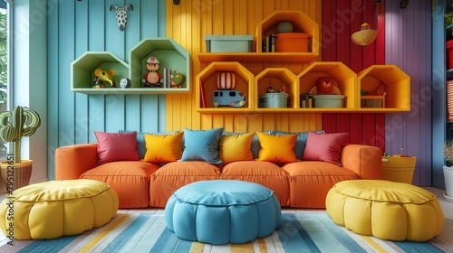 Brightly Colored Living Room With Lots of Furniture