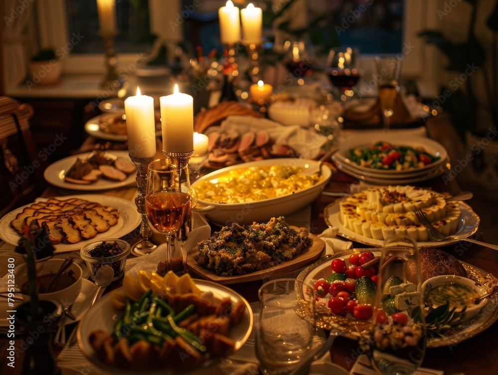 A Joyous Orthodox Easter Monday Family Feast CelebrationTraditional Food. A Joyous Orthodox Easter Monday Family Feast CelebrationTraditional Food.
