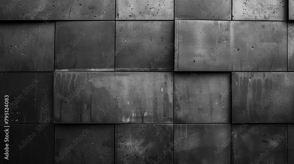 A black and white photo of a wall with squares on it, AI A black and white photo of a wall with squares on it, AI