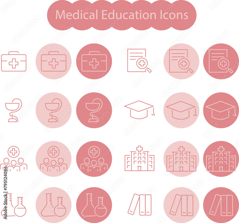 Medical Education web icon set inline style. Editable Vector illustration. Medical Education web icon set inline style. Editable Vector illustration.