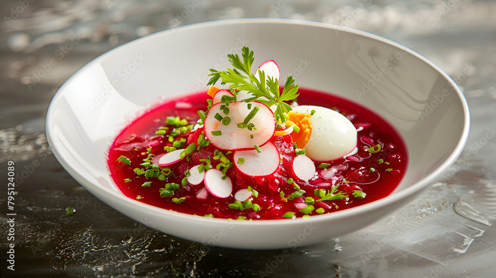 cold beetroot soup with egg in plate, Roasted beetroot cream with lime espuma and pistachios, Refreshing beetroot with quail egg and tarragon,beetroot soup with micro greens
cold beetroot soup with egg in plate, Roasted beetroot cream with lime espuma and pistachios, Refreshing beetroot with quail egg and tarragon,beetroot soup with micro greens