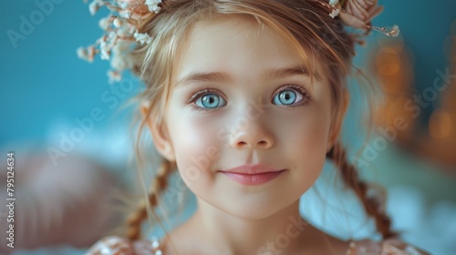 Little Girl With Blue Eyes and Tiara