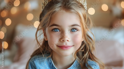 Little Girl Wearing Tiara and Smiling