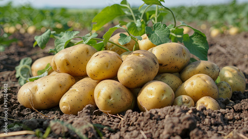 A plentiful yield of potatoes meticulously arranged throughout the garden