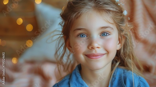 Little Girl Wearing Tiara and Smiling